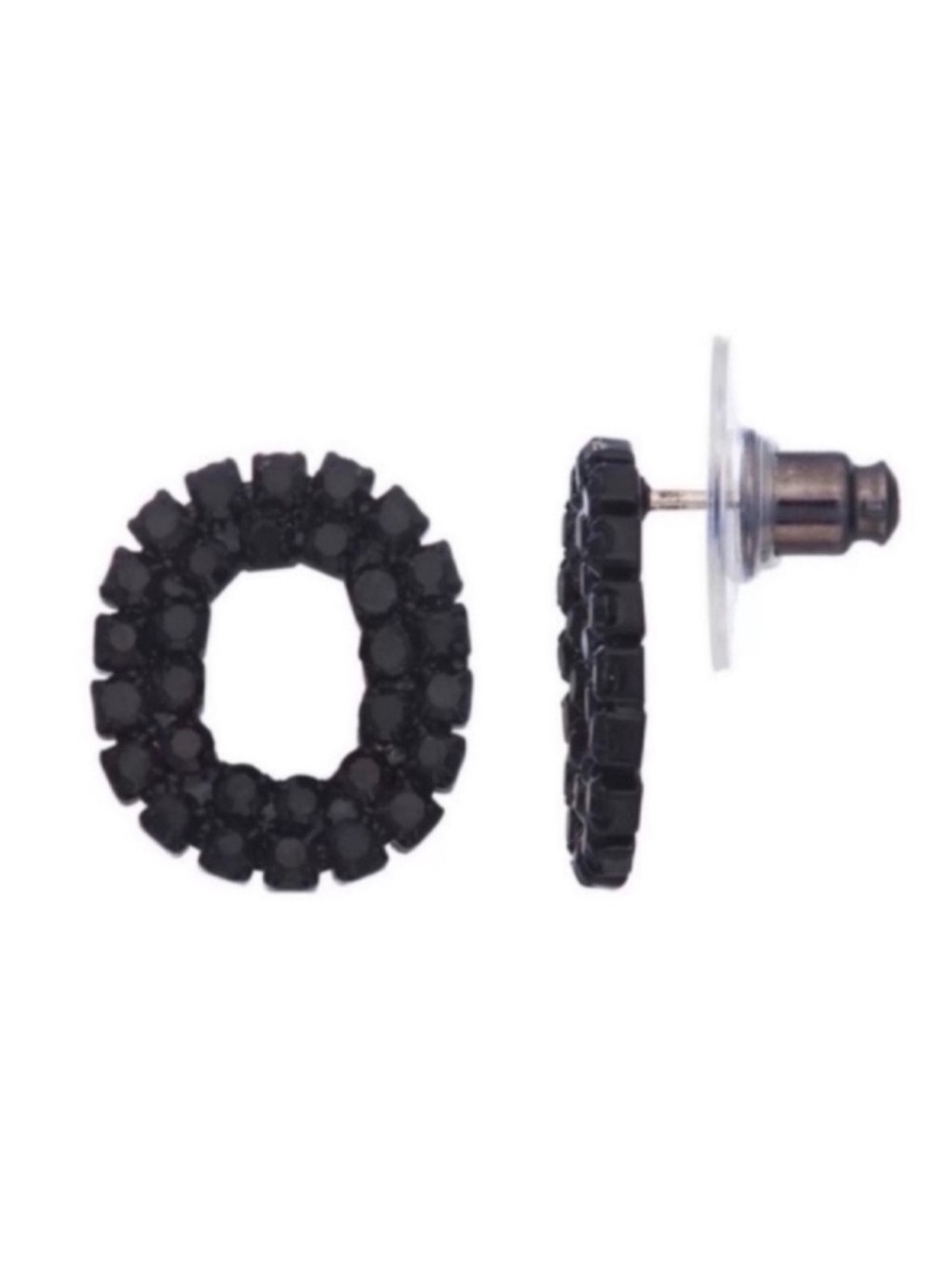 Circle Black Stone Earrings
